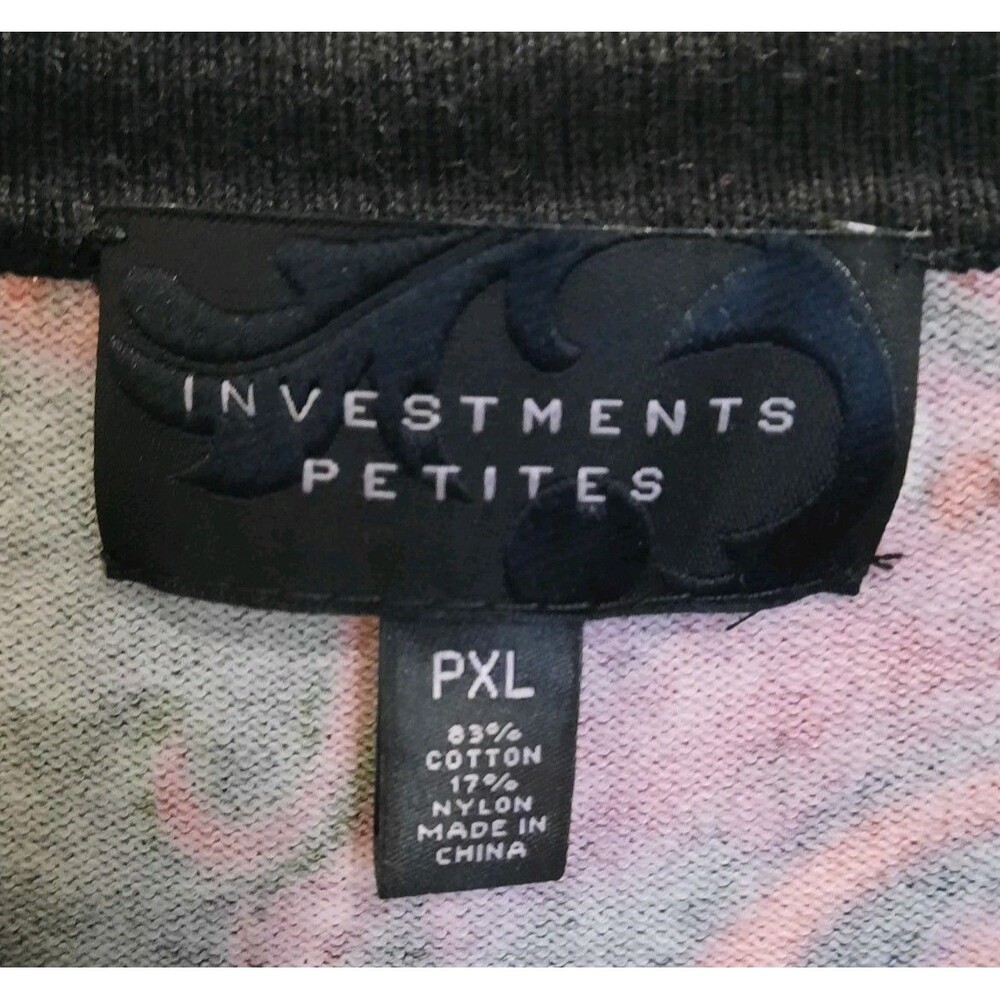 Investments Petites Paisley Burgundy Red Black Button Cardigan 3/4 Sleeves PXL - Picture 3 of 5